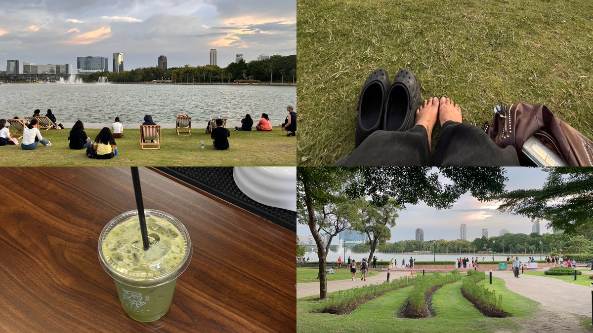 jenrikry's tweet photo. เลิกงาน แว๊บไป Grounding ที่สวนเบญอโศกมา ไวบ์ดีมาก เพื่อนรีพลายมาบอกนึกว่าชั้นไปต่างประเทศ 5555555555 ปิดท้ายด้วยมัจฉะนมโอ๊ตหวาน 50 จบวีคแบบ happyyyyyy~ ♥︎🍐🧘🏼 https://t.co/s8w3TxiFSE