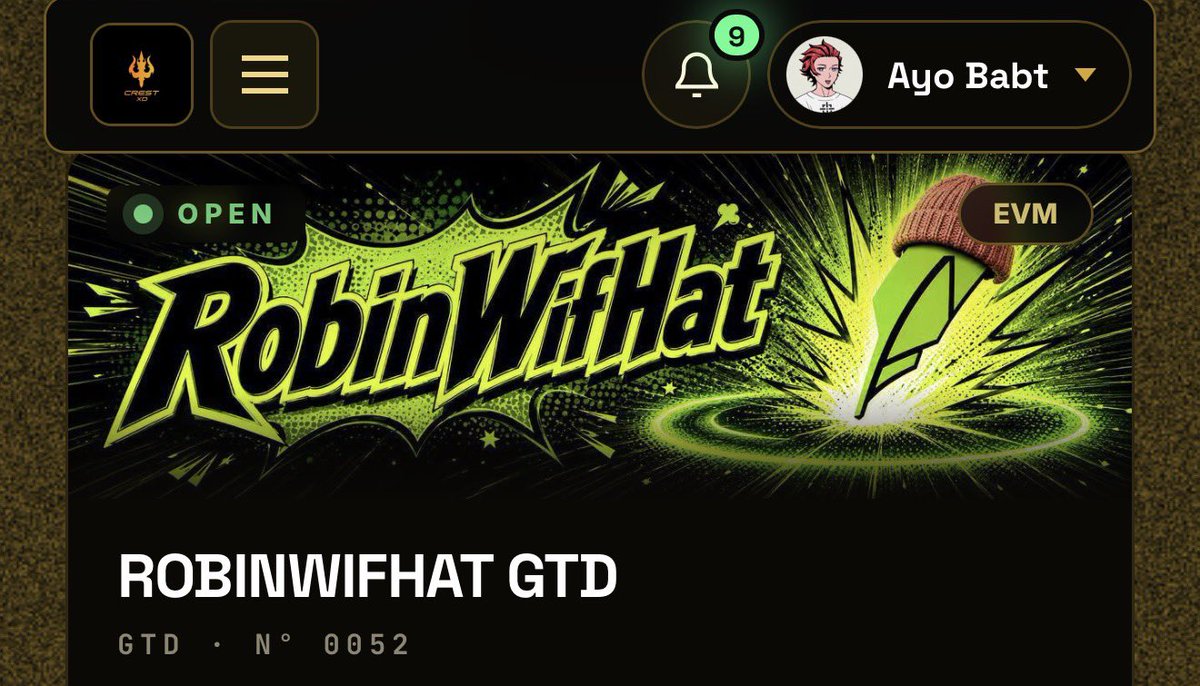 Ayo_Babt's tweet photo. Glad to have secured an allocation for @RobinWifHat by @crypto_czar_eth.

2,222 supply.

@Crest_xd will be showing up and supporting the mint.

Thanks to the team for the allocation. https://t.co/Yl0S0kF1Cu
