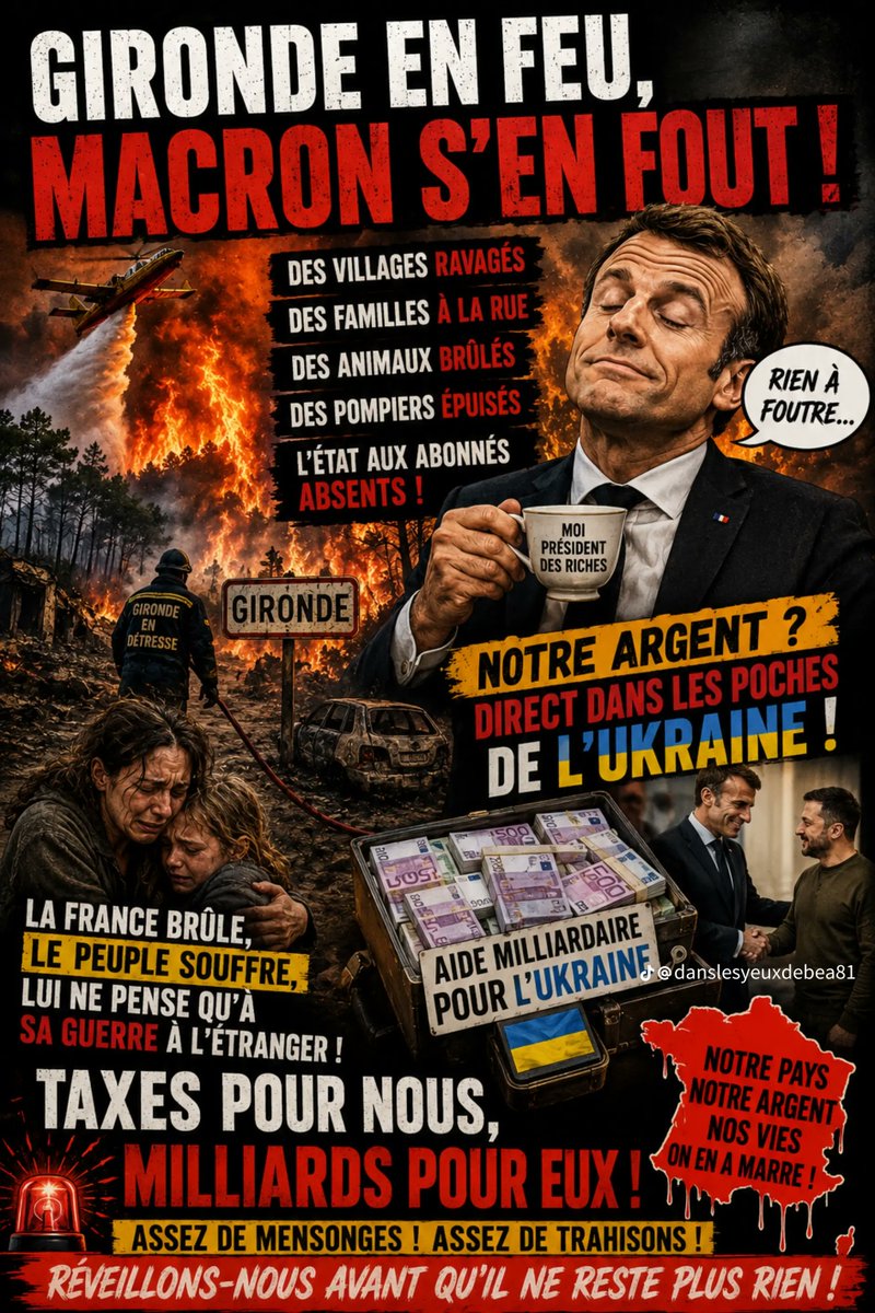julieneko112700's tweet photo. #incendies #MacronDestitution #gouvernementdelahonte #climaticide #canicule
Bravo à ceux qui on voté ceux monstre 😡😡🤢 https://t.co/xAe5roTX1f