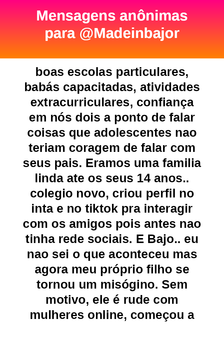 madeinbajor's tweet photo. 🧃 Eu te entendo perfeitamente. Infelizmente com 15 anos não dá pra abortar ele. Largar com o pai e ir viver sua vida é uma boa opção.  Eu não julgaria.  #bajo43477 https://t.co/KHSg4pKNbF