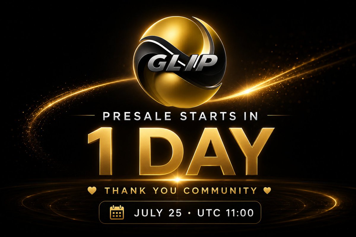 FounderG58430's tweet photo. As our Presale begins in just about a day, we want to express our heartfelt thanks to everyone who has supported GLIP.

https://t.co/dVmoUgBJbh

Your trust, encouragement, and patience have brought us to this moment.

We didn't choose the fastest path—we chose to build a stronger one. Every milestone has been completed step by step with a long-term vision in mind.

Tomorrow is not just the start of a Presale. It's the beginning of a much bigger journey.

We sincerely hope this marks the start of something meaningful for our community and for everyone who believes in GLIP.

Thank you for being part of our story.

See you tomorrow.

💛 GLIP Foundation

#GLIP #Presale #Ethereum #Web3 #Crypto #DeFi #Blockchain #GDEX
