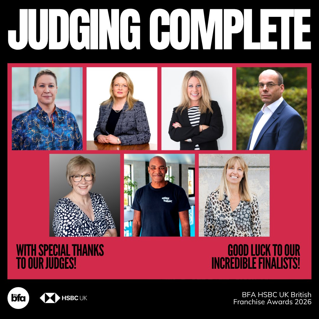 BFA_UK's tweet photo. As Judging Week comes to a close, thank you to our judges for their time and expertise, and to all our finalists for sharing their inspiring stories.  We look forward to celebrating with you in November. 
https://t.co/NXmESBRs89 

#BFAHSBCUKBritishFranchiseAwards #theBFA https://t.co/NFYQxRkITa