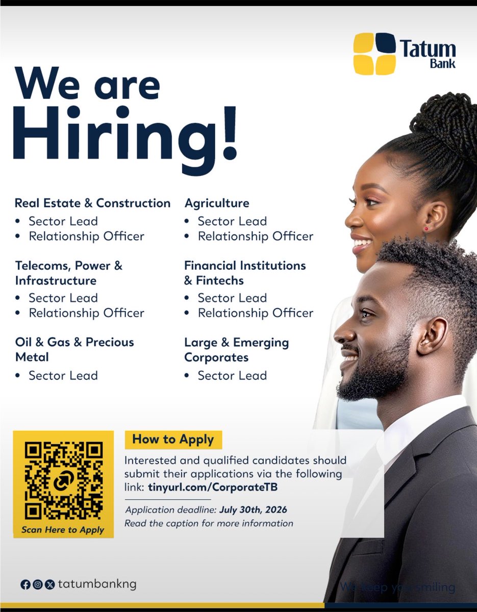 TheLevelUpHQ's tweet photo. Ready to take the next step in your corporate banking career?

Apply here: https://t.co/wYlkCCYxXA https://t.co/72q6onPjJ2