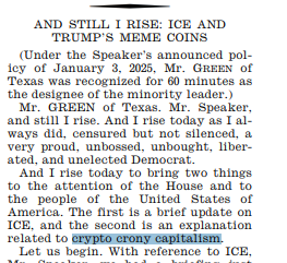 thedevrrrrrrr's tweet photo. Found something that could be decent.

In a new PDF from congress . gov, in a section of it, it talks about Trump's Meme Coins and it gives us a new acronym "CCC", standing for Crypto Crony Capitalism

Control F "Crypto Crony Capitalism" to find it, at the start of the Trump's Meme Coins section of the pdf, its how they describe Trump's memecoin. https://t.co/pmTzvdqTsN