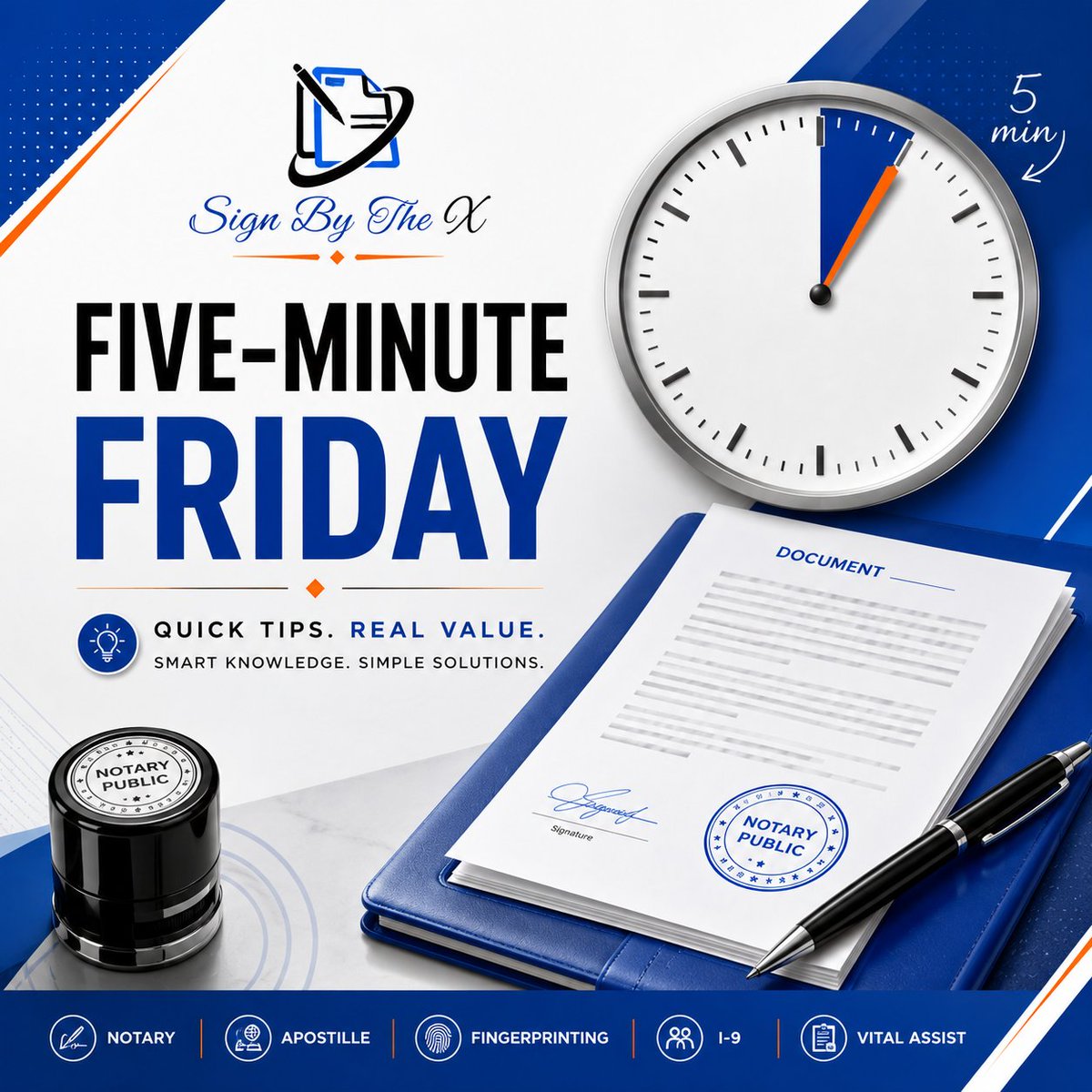 SignByTheX's tweet photo. 🌍 Five-Minute Friday

Apostille Tip:

Don't wait until the last minute to prepare documents for international use.

Planning ahead = fewer delays.

#Apostille #RichmondVA #SignByTheX https://t.co/SgP6c09beR