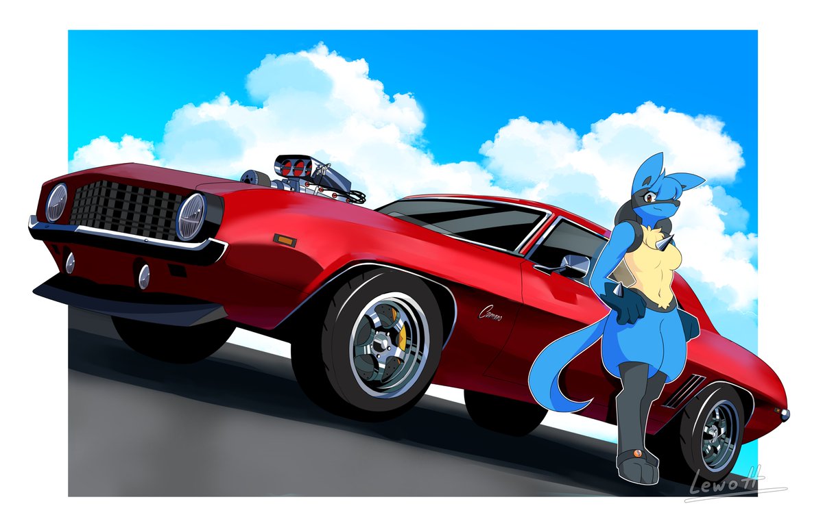 Lewott_'s tweet photo. May the Lucario and her 1969 Chevrolet Camaro SS Coupe

Art Fight attack for TB64 https://t.co/xAGdXLcWZ9