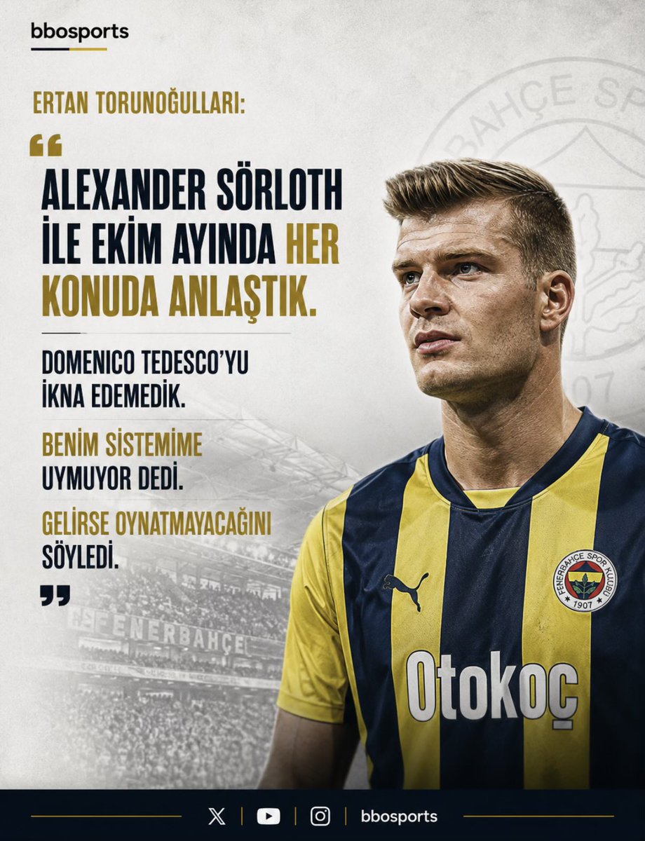 bbosports's tweet photo. Ertan Torunoğulları: Alexander Sörloth ile her konuda anlaşmıştık.

Ama Tedesco alırsak oynatmayacağını söyledi.” https://t.co/1tIWds3kCK