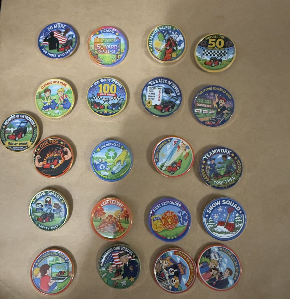 iamrodneysmith's tweet photo. As I mentioned a few days ago, we’re excited to officially introduce the brand-new badge and pin system for The 50 Yard Challenge! Kids will now have the opportunity to earn collectible badges throughout their journey that recognize service, creativity, safety, and dedication. Some of the first 20 badges include Picasso for creating an outstanding 50 yard challenge signs, One Summer for completing all 50 lawns in a single summer, All Four Seasons for mowing, raking leaves, and shoveling snow, mowing 10+ lawns for Veterans and First Responders, and Safety First for consistently wearing the proper protective gear. Kids can proudly display these badges on their hats and, after completing the challenge, on their black completion jackets.

These are just the beginning! We plan to introduce new badges every few months, and we’d love to hear your ideas—especially badges that recognize kindness and community service beyond lawn mowing. We can’t wait to see our kids collect them as they continue making a difference, one lawn at a time.