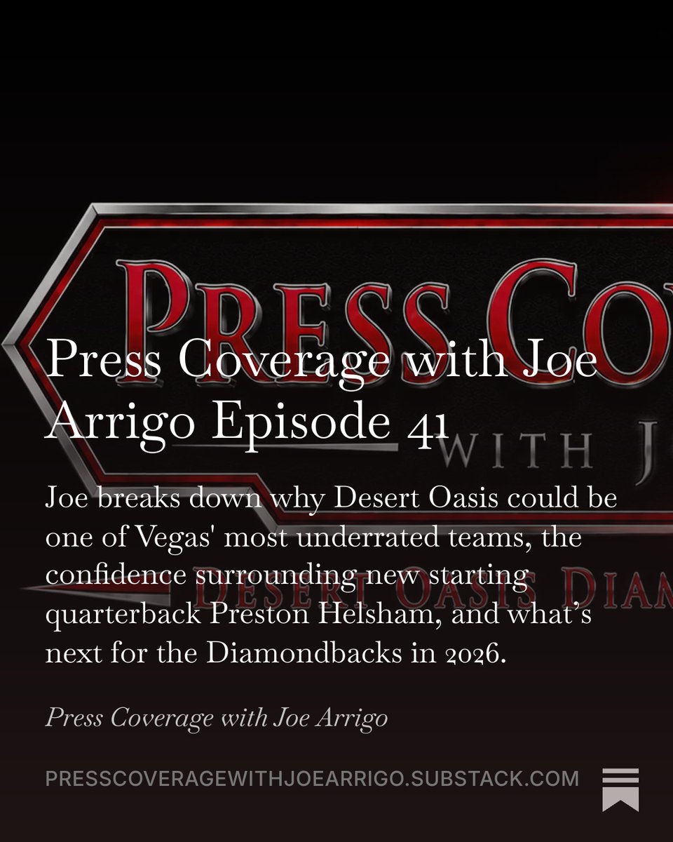 JoeArrigo_'s tweet photo. Press Coverage with Joe Arrigo Episode 41:

On this episode of Press Coverage (@pcwithjoearrigo): Joe breaks down why @DOHS_Football  could be one of Southern Nevada's most underrated teams, the confidence surrounding new starting quarterback Preston Helsham, and what's next for the Diamondbacks in 2026.

#702HSFB #LasVegasHighSchoolFootball #HighSchoolFootball #HighSchoolFootballPreview

https://t.co/h0mXcDTdPk