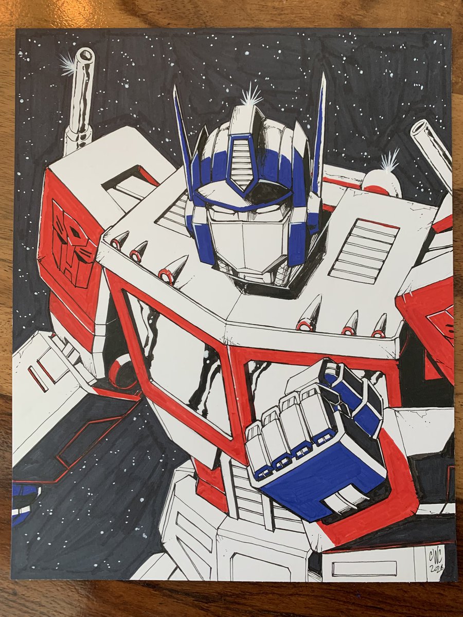 CaseyWColler's tweet photo. Testing done acrylic markers with a hard light source. The big guy himself #OptimusPrime

Original is up for auction. Link in reply! https://t.co/Fq6ba83YtG