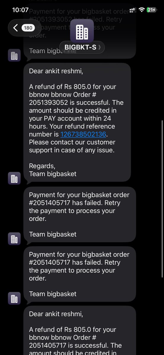 badgalarr's tweet photo. @bigbasket_com I had ordered twice a steam iron from your app and I paid for it and later on the payment was cancelled but amount was deducted from my account 

I was given a message that the amount of 1610 will be refunded within 24 hours and it has not been refunded https://t.co/wWZmfLq5Nq