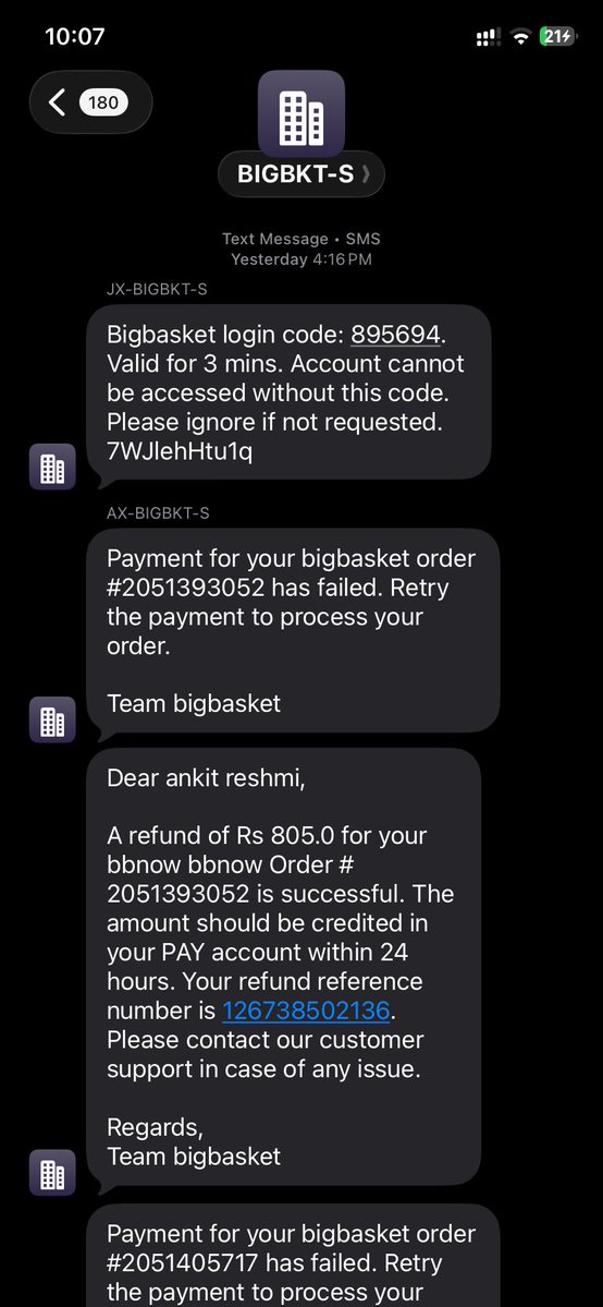 badgalarr's tweet photo. @bigbasket_com I had ordered twice a steam iron from your app and I paid for it and later on the payment was cancelled but amount was deducted from my account 

I was given a message that the amount of 1610 will be refunded within 24 hours and it has not been refunded https://t.co/wWZmfLq5Nq