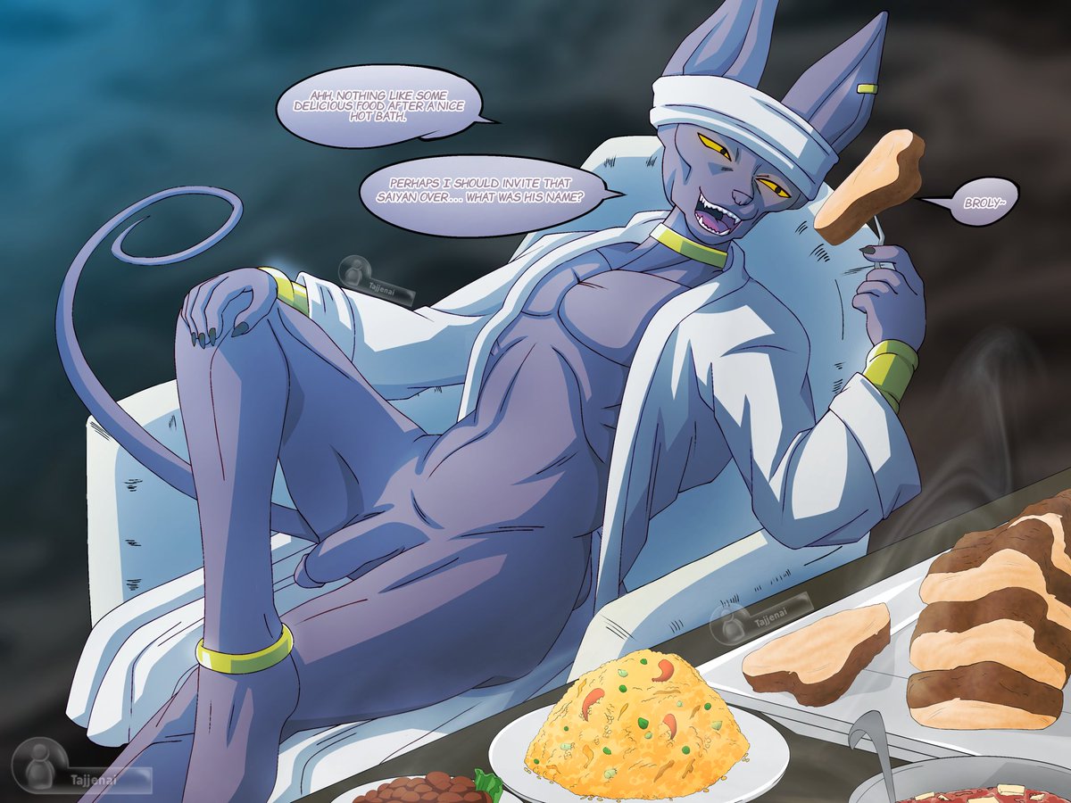 Tajjenai's tweet photo. Sometimes there’s nothing better than a great feast, especially after a nice hot bath. Lord Beerus would agree, I’m sure. https://t.co/C4xaOS9gdr