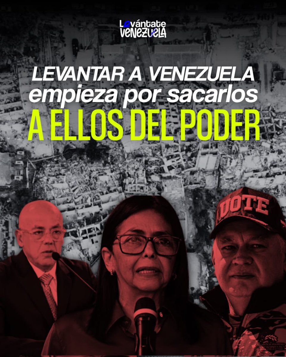 VenEsVenezuela's tweet photo. No fue solo el terremoto lo que nos derrumbó, fue la negligencia 🚨

Venezuela no puede reconstruirse con los mismos que permitieron su ruina. Para devolverle la dignidad y la seguridad a nuestra gente, el primer paso es claro.

¡Levántate, Venezuela! 🇻🇪 https://t.co/kQZufTV17l