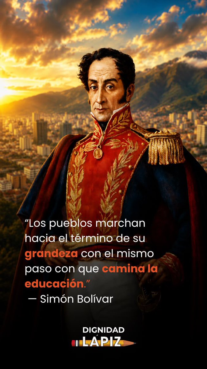 aecarri's tweet photo. “Tomemos de Atenas su Areópago, y los guardianes de las costumbres y de las leyes; tomemos de Roma sus censores y sus tribunales domésticos; y haciendo una santa alianza de estas instituciones morales, renovemos en el mundo la idea de un pueblo que no se contenta con ser libre y fuerte, sino que quiere ser virtuoso.”
Simón Bolívar 
Discurso de Angostura ✏️🇻🇪