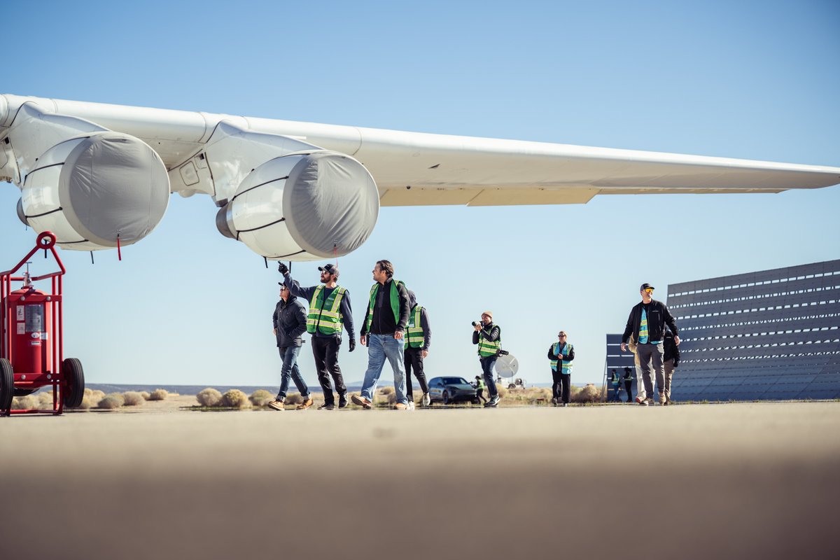 Stratolaunch's tweet photo. Complex operations require disciplined teams. Stratolaunch and Porsche worked side by side to design and execute the flight, building a shared plan and delivering it as one team.

Great missions are powered by great people.

Interested in working on advanced aerospace operations?

Explore opportunities at Stratolaunch: https://t.co/e6qqG14O75

#Stratolaunch #Porsche #Careers