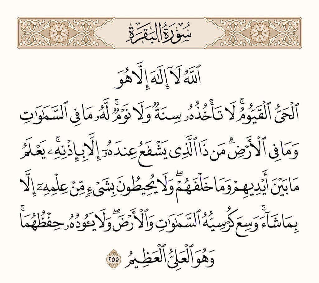 AyaahDuaa's tweet photo. لا تنسى آية الكرسي بعد الصلاة ..

قال ﷺ: "مَنْ قرأَ آيةً الكُرسِيِّ دُبُرَ كلِّ صلاةٍ مكتوبةٍ، لمْ يمنعْهُ من دُخُولِ الجنةَ إلَّا أنْ يمُوتَ". https://t.co/Ybp6sD4lY5