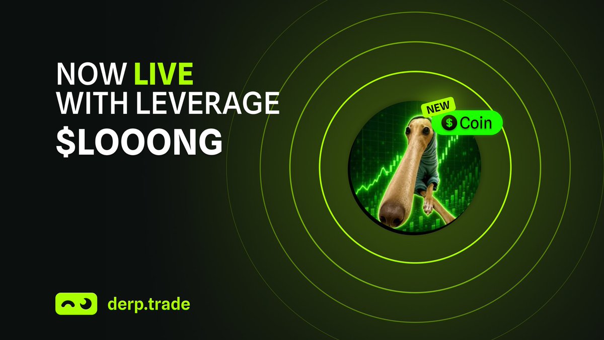 derp_trade's tweet photo. New listing!

The nose knows.
$LOOONG is now live on derp trade with up to 8x leverage.

Time to stretch your trades👇 https://t.co/NltWFXG2tj