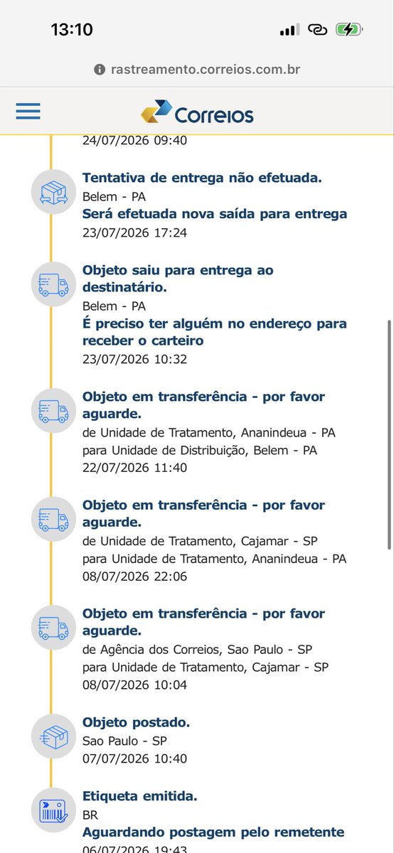 edvroyalsz's tweet photo. @VantewithV o meu tá exatamente assim. No meu caso eles fingem q tentam entregar e p entrar em contato c eles eh um grande CU https://t.co/rHiDNeGm9u