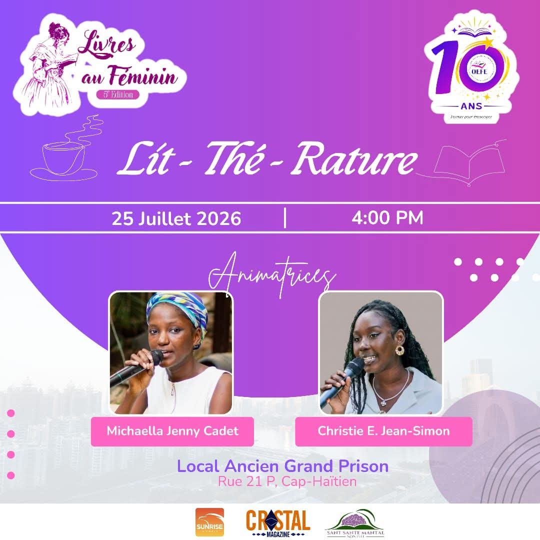 oefehaiti's tweet photo. Votre moment préféré du Festival : Lit-Thé-Rature ☕️ est pour demain à 4h PM au Centre Culturel Jacques Stephen Alexis 📚📖 https://t.co/AnU6dx5Fz4