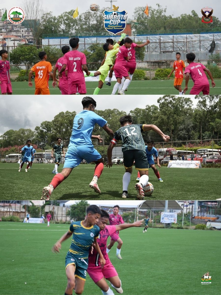 DSYA_Meghalaya's tweet photo. After an action-packed day of semi-final clashes, here’s a look at the Day 4 highlights from the State-Level Subroto Mukherjee Cup 2026, as the finalists were decided across all categories. ⚽🏆
#SubrotoMukherjeeCup2026 #RoadToTheFinal #SchoolFootball #FootballMeghalaya https://t.co/CabD18jEDk