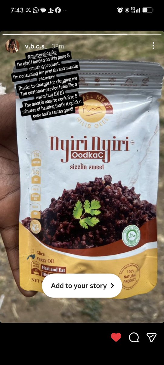 MasterSliceske's tweet photo. Testimony from a new customer.
We keep moving.

Our yours today.
Call 0739100700 or https://t.co/A8NVEKIq3z to make your orders.

#Greatfulweek
#JoinTheRevolution 
#TheKenyanJerky
#ProteinPower
#PremiumCamelMeat https://t.co/27zp9GqVkZ
