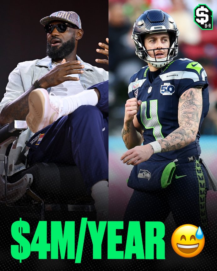 br_betting's tweet photo. LeBron and Seahawks punter Michael Dickson now make the same amount 🤝 https://t.co/QFa63fb3hC