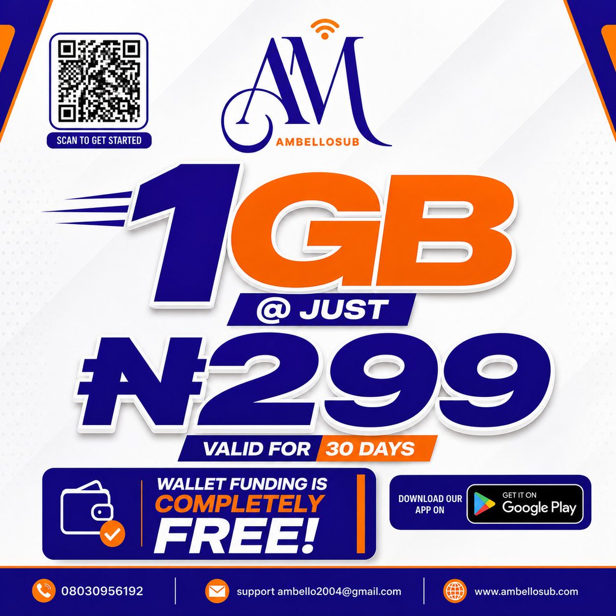 AbdurrazakMuh16's tweet photo. _1GB @JUST ₦299 VALID FOR 30 DAYS_
💳 Wallet Funding is 100% FREE!.
Download the AMBELLOSUB App:
https://t.co/VHrSiqndUh
#StayConnected #NigeriaBusiness #InstantDelivery #ReliableService #Telecommunications #BuyDataOnline #DataVendor #NaijaTech #DigitalServices #SmartSavings https://t.co/aZ83YNklO8