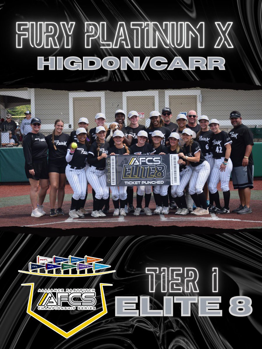 FuryPlatinum's tweet photo. ELITE 8 ✨
congratulations to Fury Platinum X Higdon/Carr for making it to AFCS nationals Tier 1 elite 8! Finish strong ladies!🖤

#PlatinumProud https://t.co/e66VUlORQC