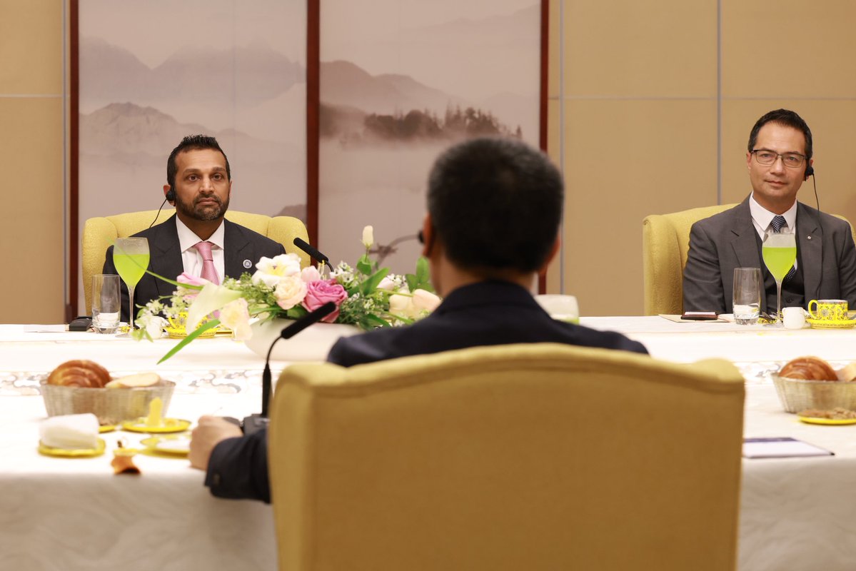 FBIDirectorKash's tweet photo. Back in Beijing to continue the extraordinary work under the Trump Administration- shutting off fentanyl precursor pipelines, expanding our joint operations on scam centers, violent crimes against children and the already successful fugitive task force. 

These historic results have been possible through my direct engagements with Vice Minister Xu Datong of the Ministry of Public Security (MPS). 

Also, State Councilor, Minister Wang Xiaohong – himself provided me with an audience- marking the first such meeting for the FBI in our history- demonstrating the resolve of this relationship. 

Under President Trump’s leadership, America’s national security team has the ability to engage directly with our counterparts to deliver law enforcement successes never before seen - we are saving lives, protecting children, shuttering scam centers, and bringing fugitive justice. 

Special thanks to Ambassador Perdue and his team for once again being a tremendous teammate.

-DKP🇺🇸