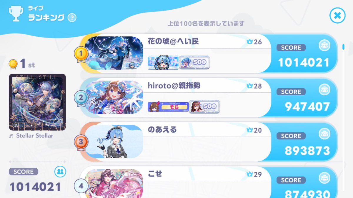 vc_jlx's tweet photo. @chiru_murin 割かし高順位取りやすそう...？
初日だからもう抜かれてるけど1位取れてるし https://t.co/ERkFEOXHy3