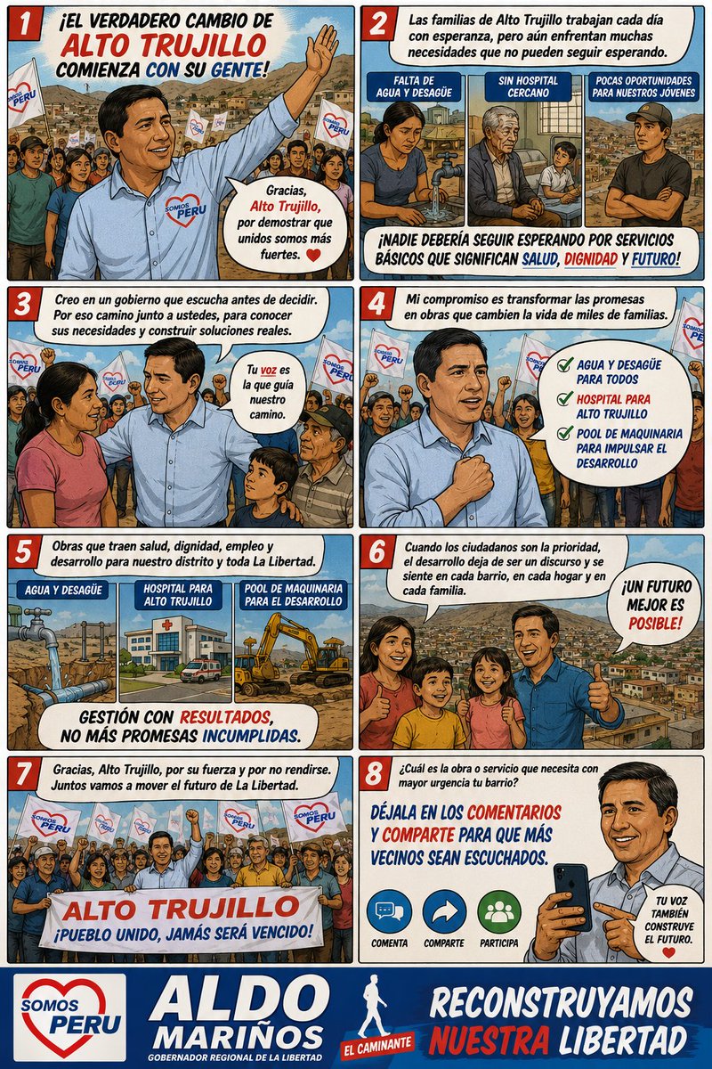 daninolopu's tweet photo. ¿Cuánto tiempo más debe esperar Alto Trujillo?

Las familias ya hicieron su parte: trabajar, luchar y no rendirse. Ahora toca convertir el agua, el desagüe y un hospital en obras, no en promesas. 🤝

#AltoTrujillo #LaLibertad #ElCaminante https://t.co/0bWMq1dzD7