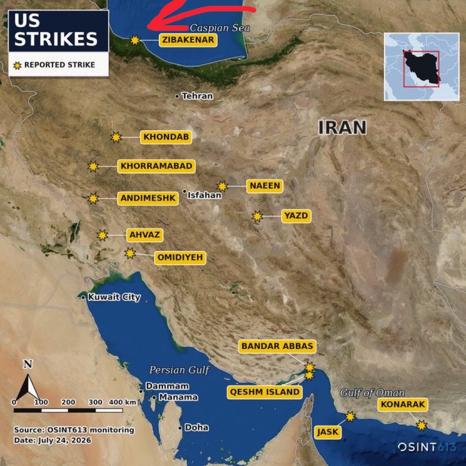 iranidaturan's tweet photo. This explains the reason behind yesterday’s bombing of a very unusual target. The IRGC naval base in northern Iran, on the Caspian Sea coast, was struck, something that left everyone wondering how and why, especially since the previous 13 nights of strikes had all been focused on southern and western Iran.
Reports indicated that a weapons shipment from Russia was in the process of arriving.

Truly well done to the United States and their outstanding operational intelligence.