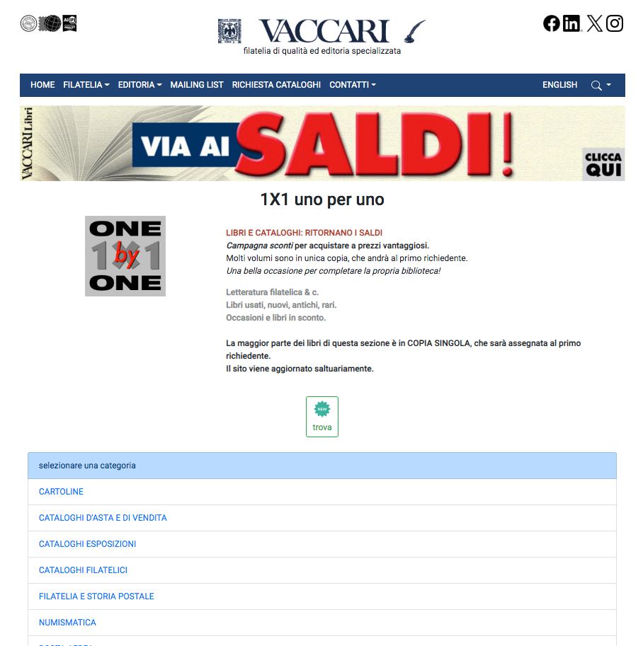 Vaccarisrl's tweet photo. I #SALDI ESTIVI SONO TORNATI
Cogli l’occasione ci sono ancora tanti prezzi convenienti
La 1x1 libri e cataloghi usati
https://t.co/GZJ8ZELsED
#book #magazine #journal #libro #stamp #sello #timbre #briefmarken #filatelia #italia #italy #italie #philately #editoria #publishing https://t.co/oEdLRORsSv