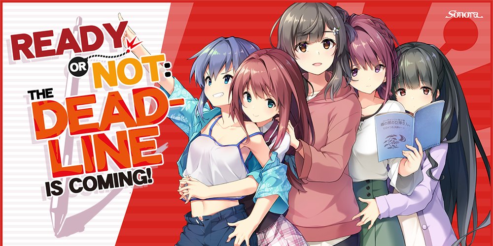 MangaGamer's tweet photo. Ready or Not - The Deadline is Coming! from Sonora and @NekoNyanSoft is now available on the MangaGamer store! Save 15% during launch!
https://t.co/NBBzdLlsqR https://t.co/Spllfwu3fJ