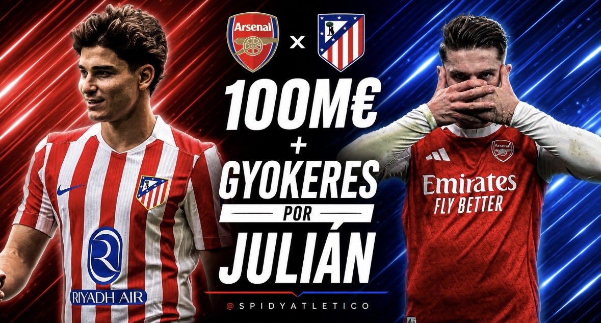 SpidyAtletico's tweet photo. ✅⚠️ El Arsenal sigue cogiendo fuerza: 100M€ + Gyokeres por Julián, informa @thetimes. 

🏴󠁧󠁢󠁥󠁮󠁧󠁿 El conjunto 'gunner' estaría dispuesto ya a poner una buena oferta económica más Viktor Gyökeres.

👉🏼 El jugador es una petición de Arteta. 

- fuente: @thetimes vía @marca https://t.co/by1Am6vcP7