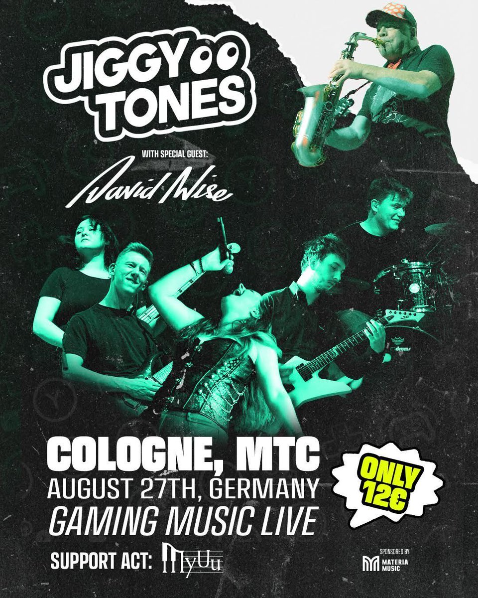 MateriaMusic's tweet photo. Materia Music is proud to sponsor @JiggyTonesMusic's first headline show, performing iconic game music live.

📍Cologne, Germany, at MTC
📅August 27

Featuring @David_Wise as a special guest.

Supported by German horror music composer @Myuusic.

More info: https://t.co/bcyCVd7EoE https://t.co/anIBzyQJCi
