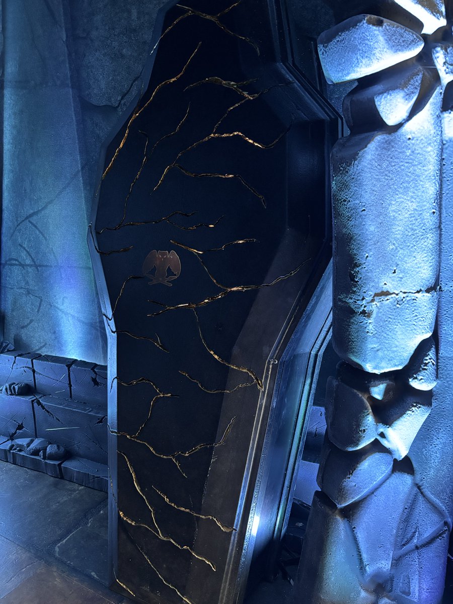 chbupdates's tweet photo. It seems like Annabeth is haunted by her past. Pictured is Backbiter, Annabeth’s armor, a bowl of golden apples, and a cracked sarcophagus. https://t.co/POdM9c0qkJ