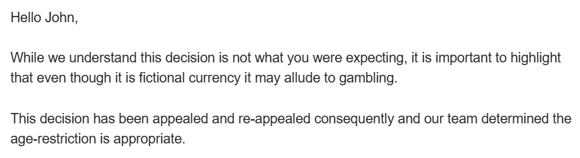 JohnWolfeYT's tweet photo. your video can get age-restricted for simply "alluding" to gambling now lol https://t.co/YMUjNBsmv1