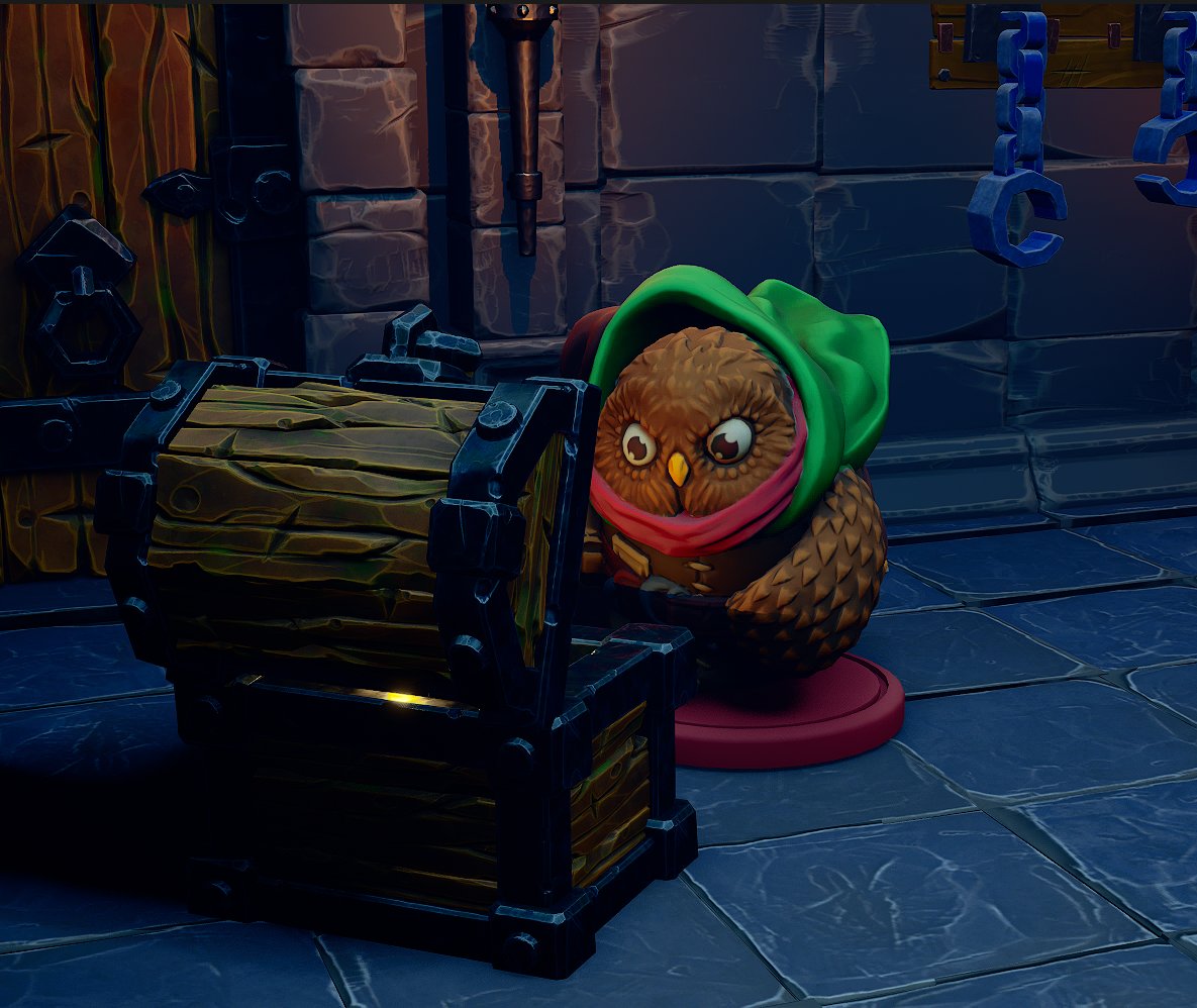 DicegeonDev's tweet photo. Hootlock: How strange… a chest in the middle of an empty room that isn’t a mimic almost always ends differently 🤔

#indiedev #TTRPG #DungeonCrawler