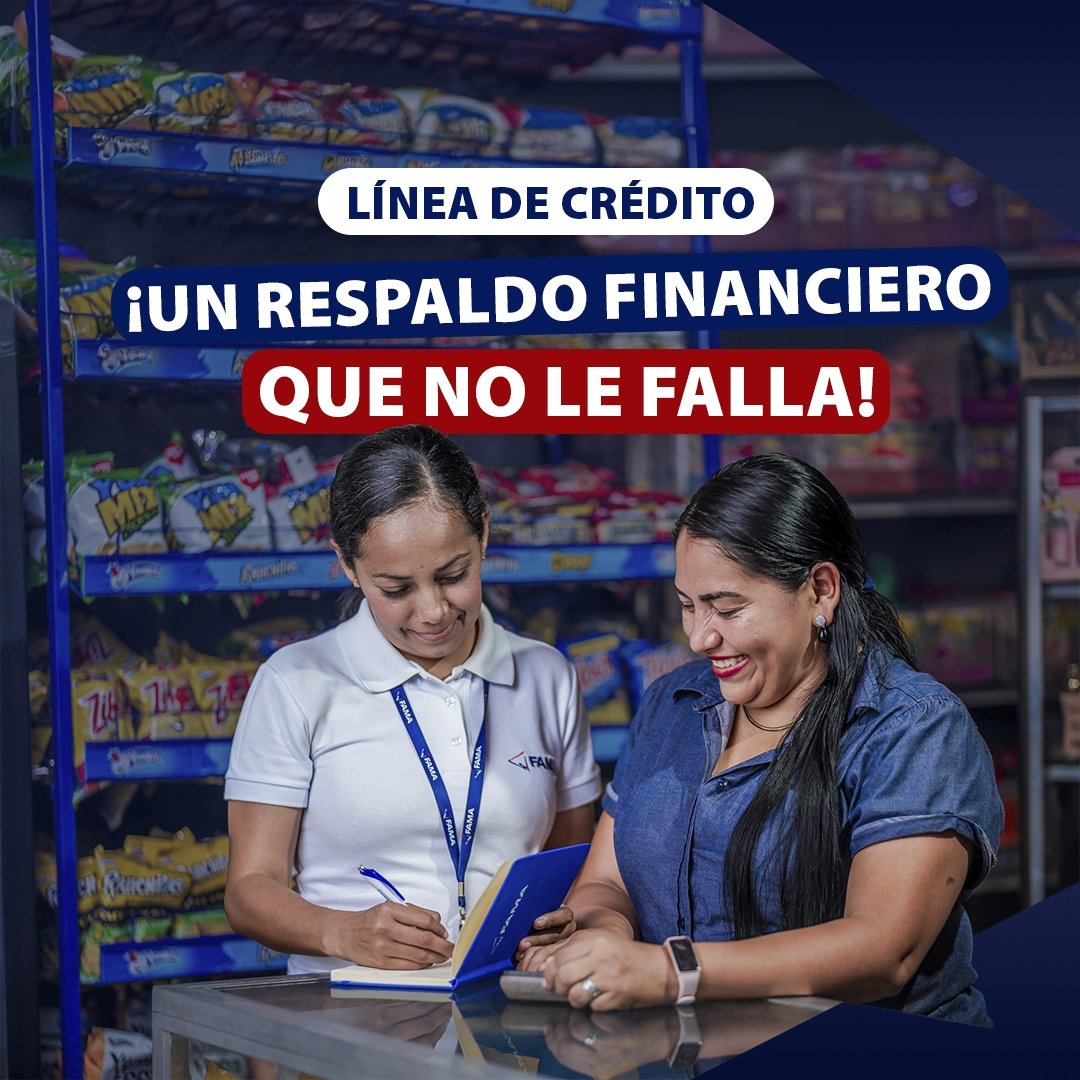 fama_nic's tweet photo. Con la Línea de Crédito FAMA tiene fondos listos para usar en el momento exacto que requiere surtir su inventario o aprovechar las ofertas de proveedores.
¡Ideal para mantenerse activo en su negocio! 
Solicite su Línea de crédito o visite su sucursal FAMA más cercana. https://t.co/IsYEmW9rPF