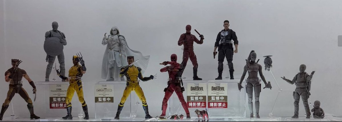 heyitsevanjelly's tweet photo. Mafex Marvel Studios Deadpool &amp; Wolverine Lady Deadpool &amp; Headpool and Kidpool &amp; Babypool, Marvel Studios Thunderbolts John Walker, Marvel Studios Daredevil Born Again Daredevil and Punisher. https://t.co/HwDYdZ9yIc
