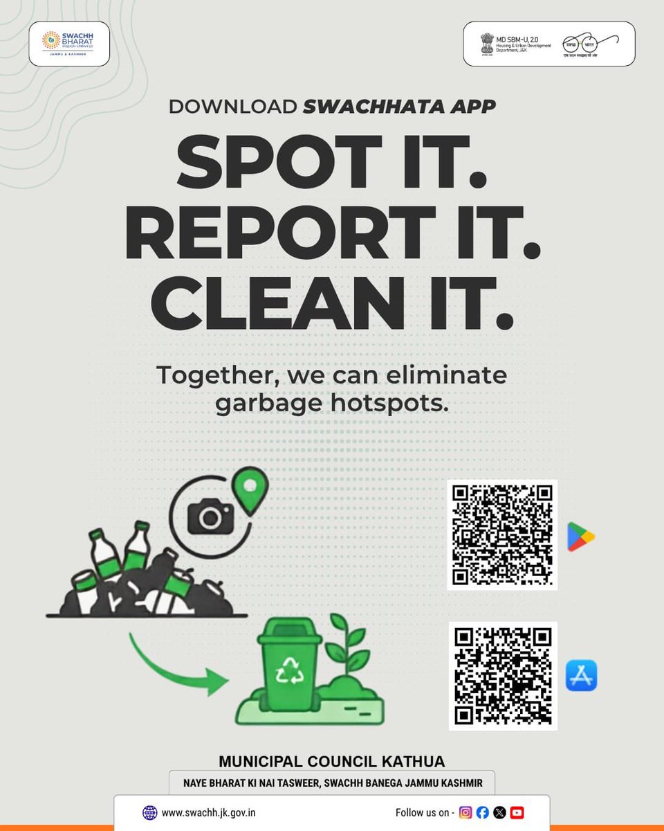 KathuaCouncil's tweet photo. Spot it report it clean it 
@mygovindia
@DiprKathua
@JammuUlb
@MoHUA_India
@AnissaNabi1
@md_sbm
@districtadmkat1
@JKHUDD1 https://t.co/I2xrT26Zui