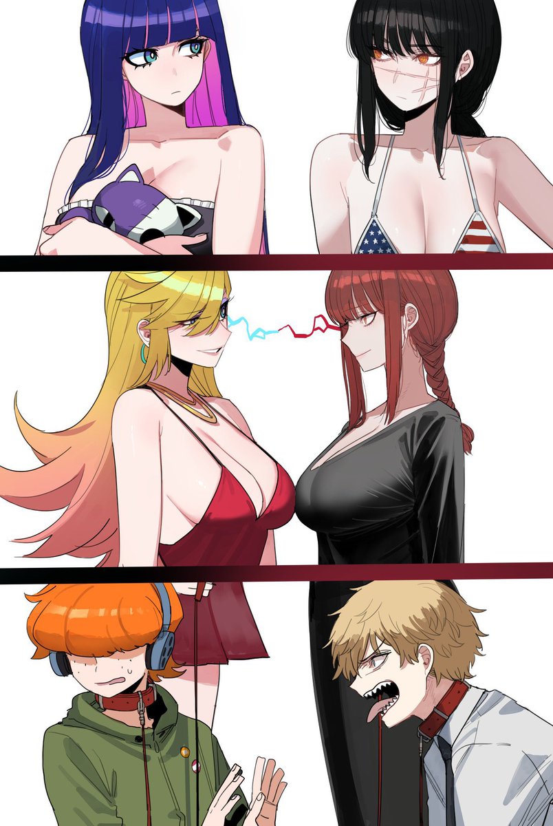 Checkop98's tweet photo. Panty &amp; Stocking with Garterbelt Chainsaw man Makima Yoru denji sfw https://t.co/fV0HW1lc96