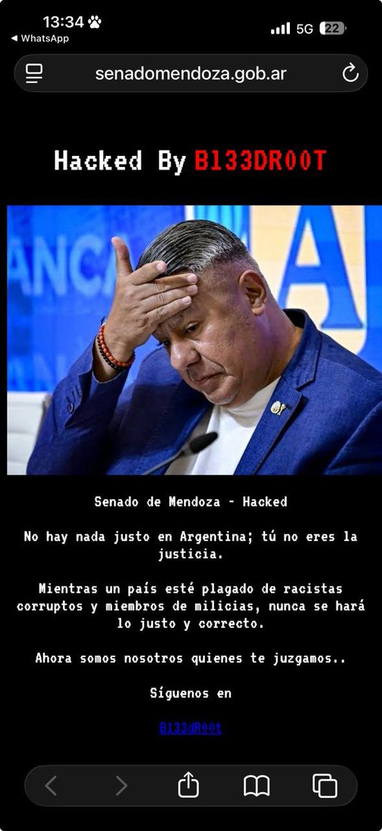 ojosdvideo's tweet photo. La página del senado de la provincia de Mendoza habria sido hackeada. 
Es lamentable que sucedan estas cosas en una provincia que debe brindar el acceso a la información pública y habrian  tenido que cambiar la dirección de la misma por https://t.co/VK8oaUkoxZ
@biencuyano 
En casa de algoritmos inocuos, ciberseguridad de palo .
Quien maneja la ciberinformacion y es responsable,  harían unos dos meses que vienen con conflictos,  no se comunico la situación que se vendría padeciendo,  quienes están a cargo de esa área y que antecedentes tienen .
Las licencias de los programas Windows u office originales ? 
Funcionarios que no funcionan