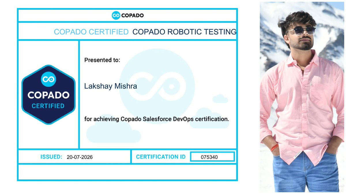 bodaciousithub's tweet photo. We congratulate our team member Lakshay Mishra  on achieving Copado @salesforce DevOps Certification. He has already achieved Copado AI Certification and he is a 

#Copado #Salesforce #DevOps #BodaciousITHub #alienbrainzsoftware https://t.co/ufxpnkd19g