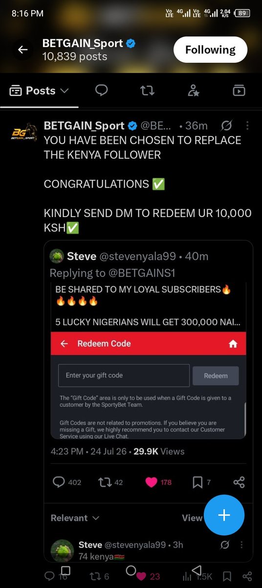 stevenyala99's tweet photo. @BETGAINS1 @officialmoore7 Kenyan winner here. https://t.co/xDWMNzIEYj