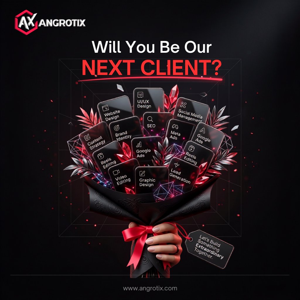 angrotix's tweet photo. Will you be our next client?

#angrotix #DigitalMarketing #MarketingAgency #BusinessGrowth #SocialMediaMarketing #MetaAds #ContentMarketing #GraphicDesign #WebDevelopment #ShopifyExperts #LeadGeneration #OnlineBusiness #UAEBusiness #PakistanBusiness #SuccessStartsHere 🚀💯 https://t.co/v2POV5rcaW