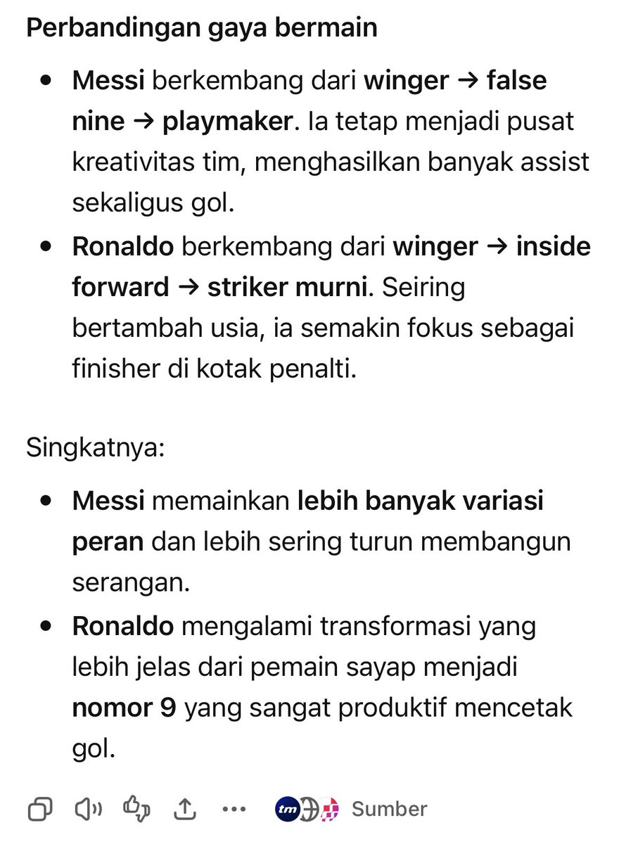 sedikitcemas2's tweet photo. @kokondaa @MiskinTV_ Dari data dan statistik yang ada di internet kesimpulannya seperti ini, Bang. 

CR7 jadi striker/penyerang tengah dari 2015-sekarang. 

Sementara Messi 2009-2013 jadi False Nine, penyerang tengah “yang sering turun jemput bola dan bantu build up”. https://t.co/3Dg34GiYRZ