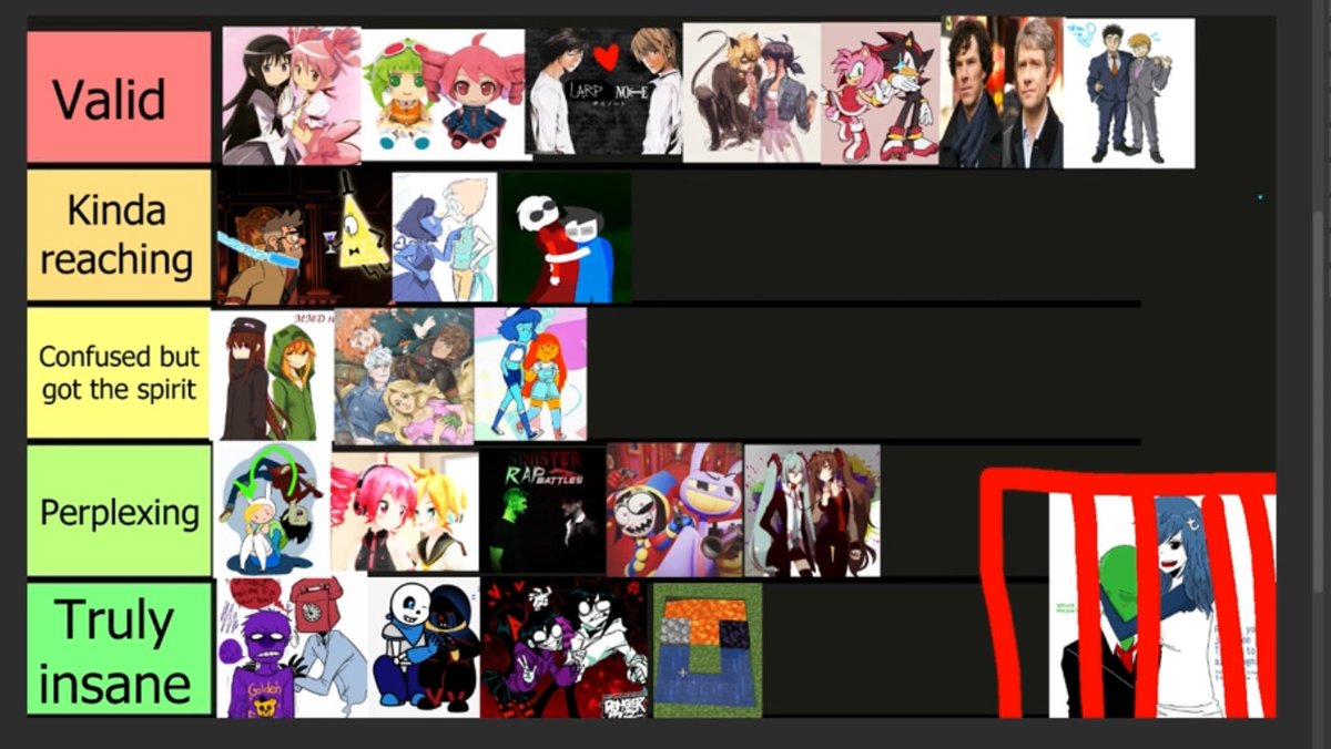 squiddoupdates's tweet photo. Here’s Squiddo’s tierlist of ships they used to ship when they were younger 😭😭😭💔💔💔 https://t.co/ws2bW2vQZA
